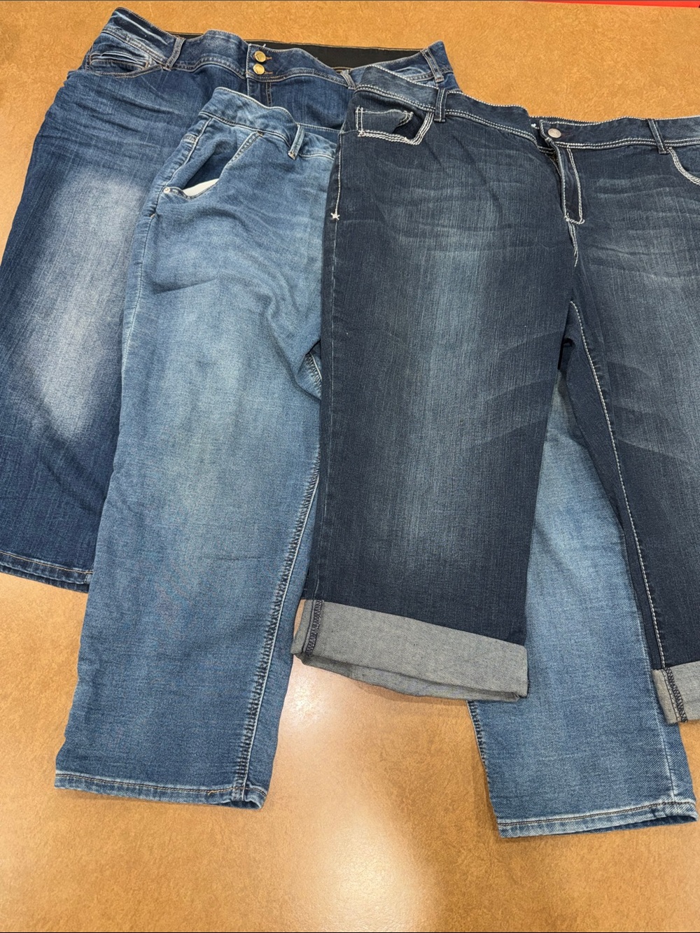 Lane Bryant Light Blue Denim Jeans with Black Waistband Logo LOT of 3 • Size 24